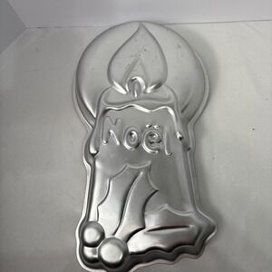 Vintage 1981 Wilton Aluminum 16.5" Tall Noel Christmas Candle Cake Pan 502-3304